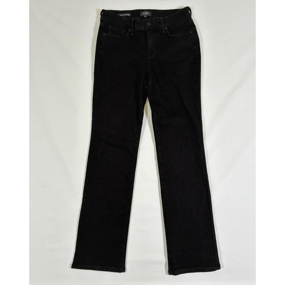 NYDJ Marilyn Straight Jeans Black High Rise Lift Tuck Womens 8 MNBBM8517
